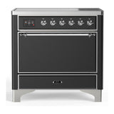 ILVE UMIB36QNR3MGC Majestic III 36 inch Induction Range with 6 Elements, 3.5 cu. ft. Total Oven Capacity (Solid Door, Graphite Matte, Chrome)