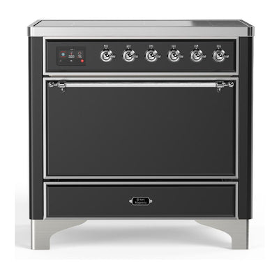 ILVE UMIB36QNR3MGC Majestic III 36 inch Induction Range with 6 Elements, 3.5 cu. ft. Total Oven Capacity (Solid Door, Graphite Matte, Chrome)