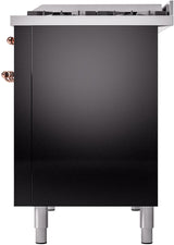 Nostalgie II 48 Inch Dual Fuel Natural Gas Freestanding Range in Glossy Black with Copper Trim
