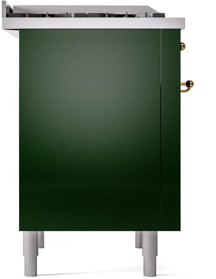 Nostalgie II 36 Inch Dual Fuel Liquid Propane Freestanding Range in Emerald Green with Brass Trim