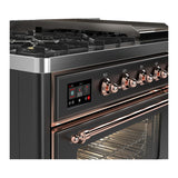 ILVE UM48FNR3MGP Majestic III 48 inch Dual Fuel Range with 8 Burners and Griddle, Dual Function Burner up to 25,000 BTU (Natural Gas, Triple Glass Door, Graphite Matte, Copper)
