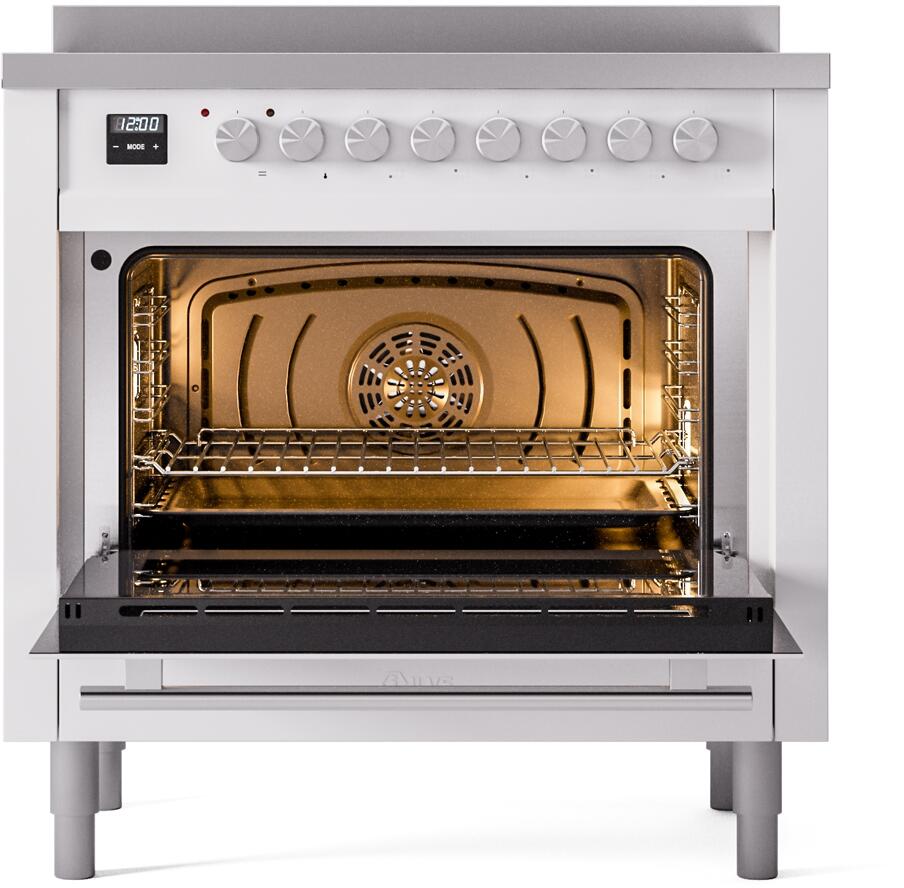 Professional Plus II 36 Inch Electric Freestanding Range in White with Trim
