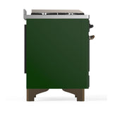 ILVE UM48FSNR3EGBLP Majestic III 48 inch Dual Fuel Range with 5 Black Brass Burners, Griddle and French Top, Dual Function Burner up to 25,000 BTU (Liquid Propane, Triple Glass Door, Emerald Green, Burnished)