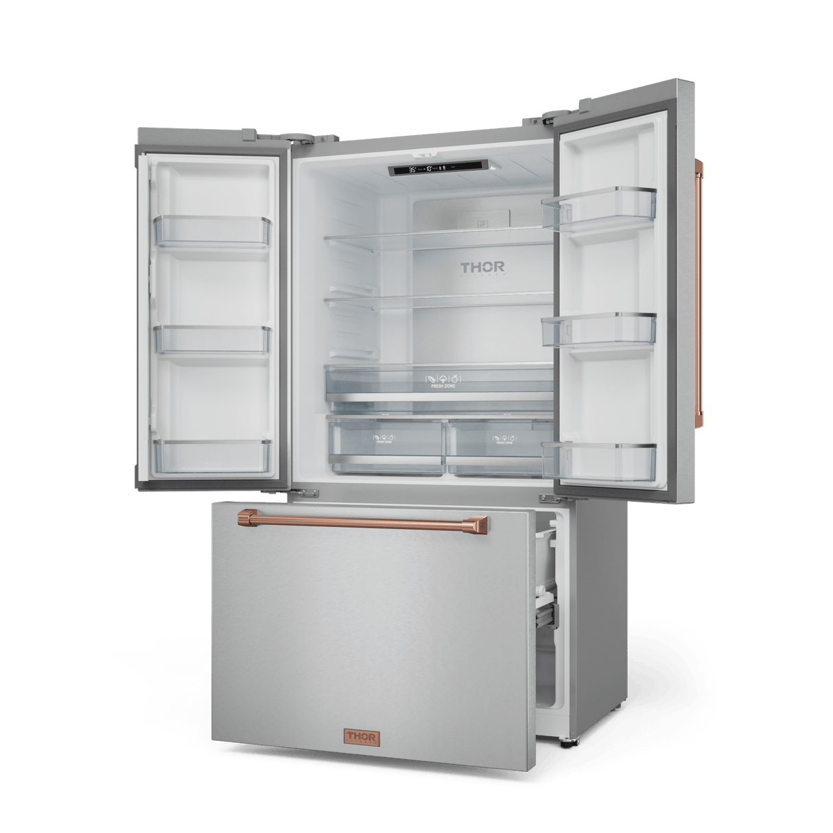 36 Inch 20.3 Cu Ft French Door Counter Depth Refrigerator With Ice Maker In Stainless Steel/rose Gold  Gordon Ramsay Series