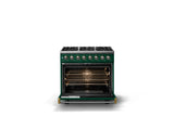 36"W. Dual Fuel Range (Burner: 6b, Finish: Ivy, Trim: Polished Chrome, Fuel: Propane)