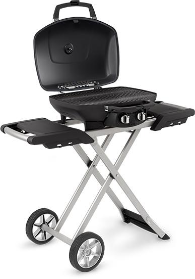 TravelQ 285 X Blue Portable Gas Grill with Scissor Cart