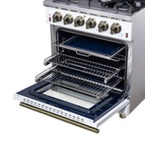 Forno Massimo 30-Inch White Freestanding Gas Range, 4 Burners, True Convection Oven