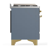ILVE UMD40FQNR3BGG Majestic III 40 inch Dual Fuel Range with 6 Burners and Griddle, Dual Function Burner up to 25,000 BTU (Natural Gas, Solid Door, Blue Grey, Brass)