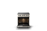 30"W. Induction Range (Finish: Pure White, Trim: Polished Chrome)