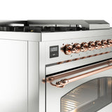 Nostalgie II 48 Inch Dual Fuel Natural Gas Freestanding Range in Stainless Steel with Copper Trim