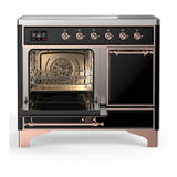 ILVE UMDIB40QNR3BKP Majestic III 40 inch Induction Range with 6 Elements, 3.82 cu. ft. Total Oven Capacity (Solid Door, Glossy Black, Copper)