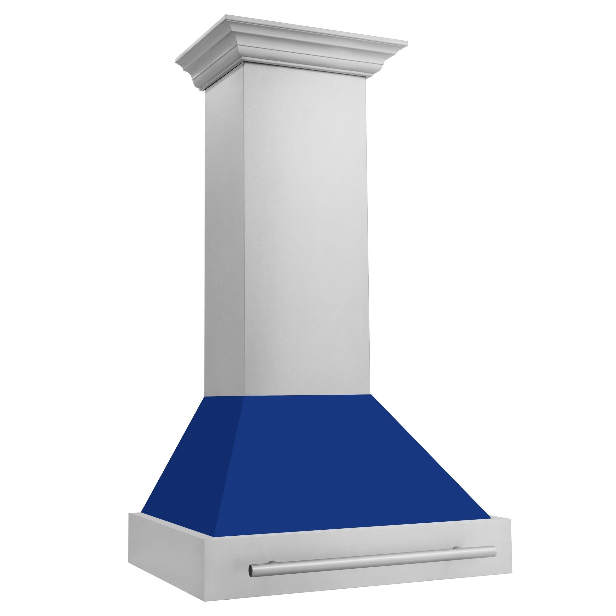 ZLINE 30 in. Stainless Steel Range Hood with Colored Shell Options and Stainless Steel Handle (8654STX-30) [Color: Blue Gloss]