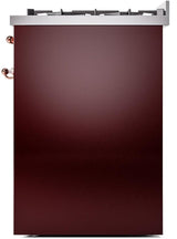 Nostalgie II 30 Inch Dual Fuel Natural Gas Freestanding Range in Burgundy with Copper Trim