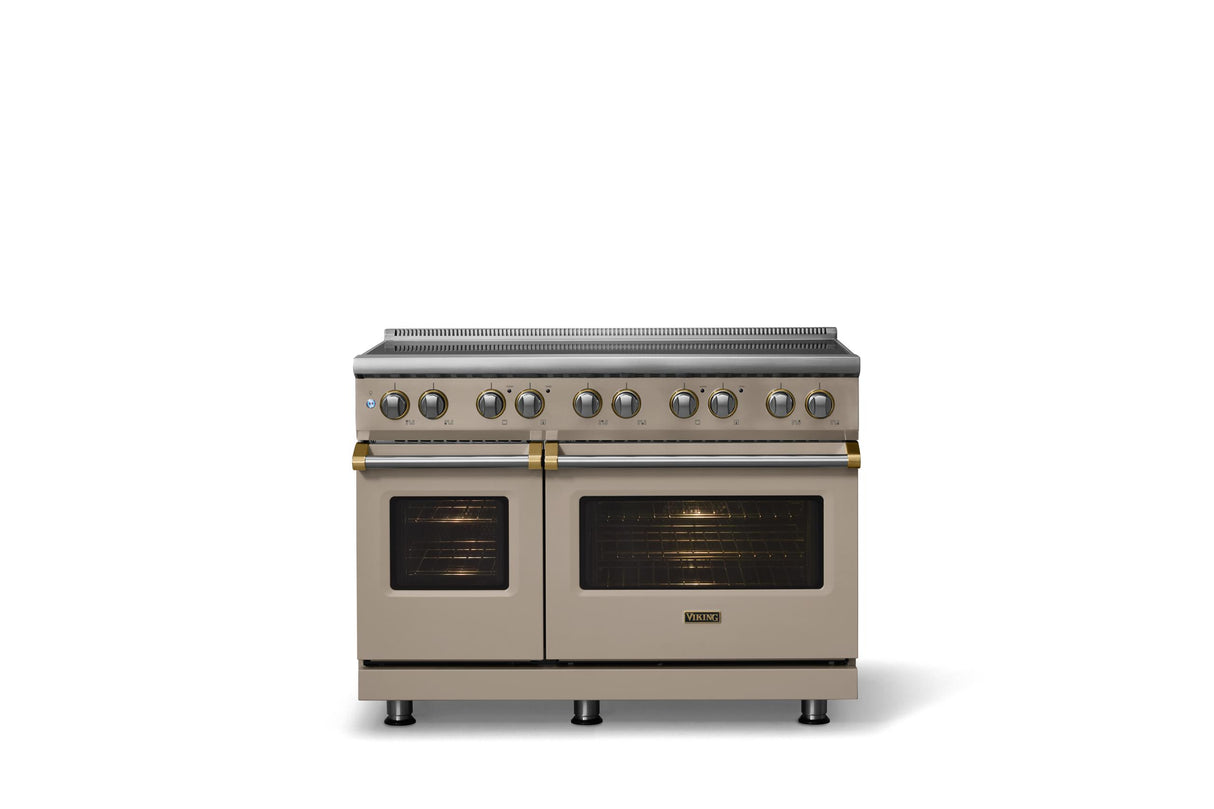 48"W. Induction Range (Finish: Nantucket, Trim: Brushed Brass)
