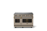 48"W. Induction Range (Finish: Nantucket, Trim: Brushed Brass)