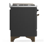ILVE UM60FNR3MGB Majestic III 60 inch Dual Fuel Range with 9 Burners and Griddle, Dual Function Burner up to 25,000 BTU (Natural Gas, Triple Glass Door, Graphite Matte, Burnished)
