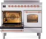 Nostalgie II 40 Inch Electric Freestanding Range in White with Copper Trim