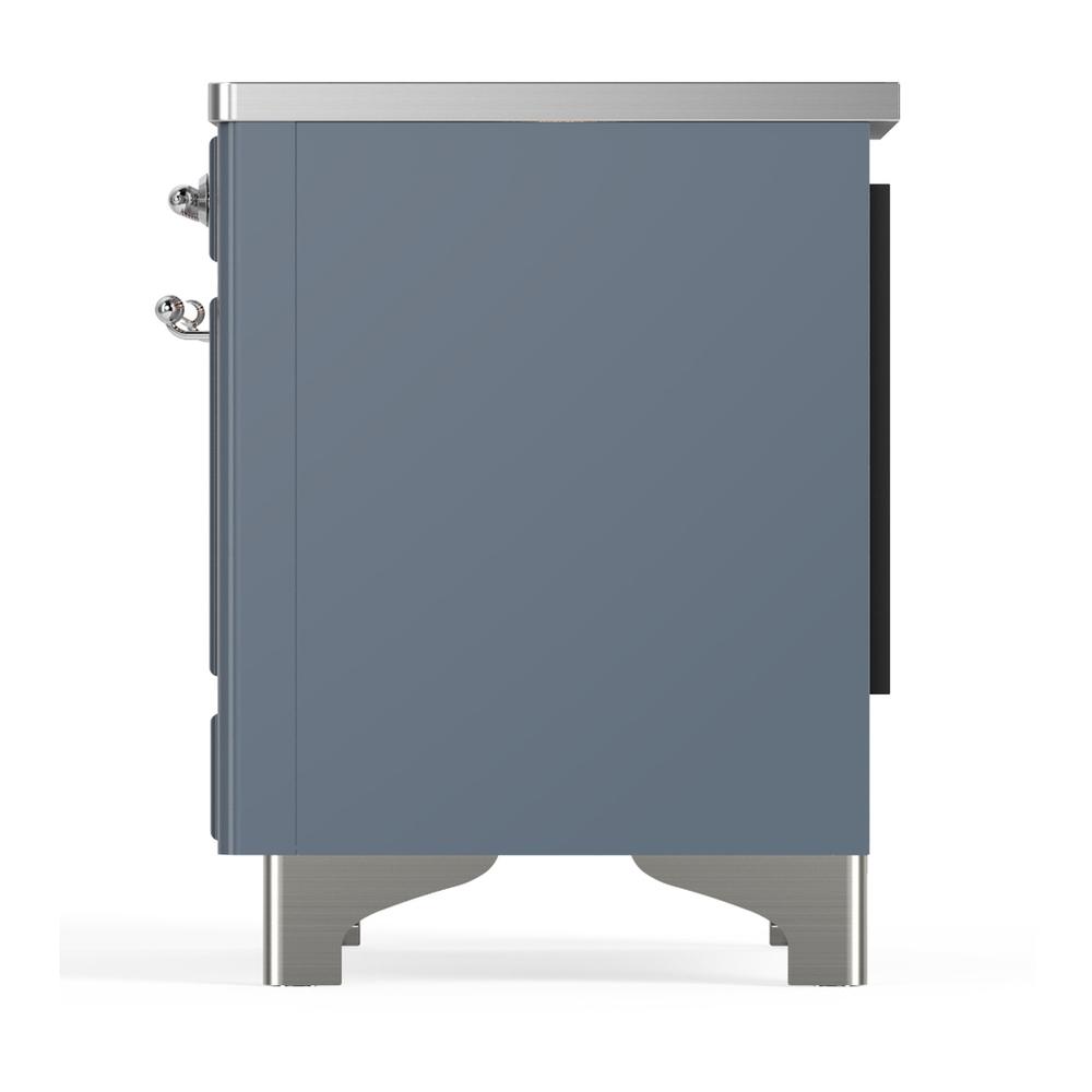 ILVE UMDIB40NR3BGC Majestic III 40 inch Induction Range with 6 Elements, 3.82 cu. ft. Total Oven Capacity (Triple Glass Door, Blue Grey, Chrome)