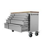55 Inch 10-drawer Mobile Work Bench In Stainless Steel