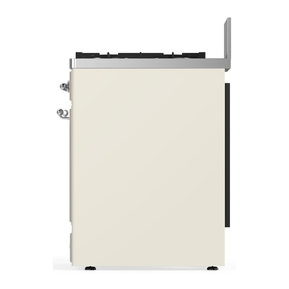 ILVE UM30NR3AWC Majestic III 30 inch Dual Fuel Range with 5 Black Brass Burners, Dual Function Burner up to 25,000 BTU (Natural Gas, Triple Glass Door, Antique White, Chrome)
