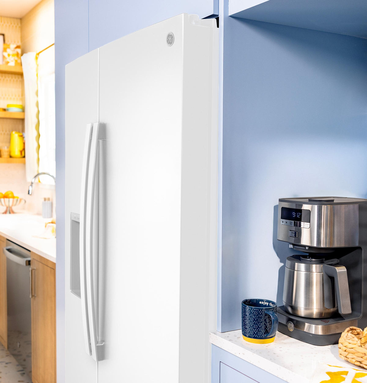 GE® 23.6 Cu. Ft. Counter-Depth Side-By-Side Refrigerator with Extra Tall Dispenser and In-Door Icemaker