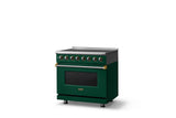 36"W. Induction Range (Finish: Ivy, Trim: Brushed Brass)