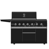 Forno All Aperto 87,600 BTU Outdoor Kitchen, 4 Burners, Infrared Burners, Side Burner, Black Sintered Stone Countertops, Gas Pizza Oven, Sink Module, Bar & Beverage Center