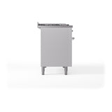 ILVE UN48FSQNMPWHCLP Nostalgie II Noblesse 48 inch Dual Fuel Range (5 Sealed Burners + Griddle + French Top, Liquid Propane, Solid Door, White, Chrome)