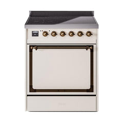 ILVE UNI304QNMPAWB Nostalgie II Noblesse 30 inch Induction Range (Solid Door, Antique White, Burnished)