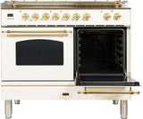 Nostalgie 40 Inch Dual Fuel Natural Gas Freestanding Range in Antique White with Brass Trim