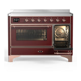 ILVE UMIB48NR3BUP Majestic III 48 inch Induction Range with 6 Elements, 5.02 cu. ft. Total Oven Capacity (Triple Glass Door, Burgundy, Copper)