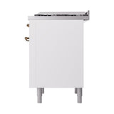 ILVE UN36FQNMPWHBLP Nostalgie II Noblesse 36 inch Dual Fuel Range (Liquid Propane, Solid Door, White, Burnished)