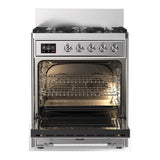 ILVE UM30NR3SSC Majestic III 30 inch Dual Fuel Range with 5 Black Brass Burners, Dual Function Burner up to 25,000 BTU (Natural Gas, Triple Glass Door, Stainless Steel, Chrome)