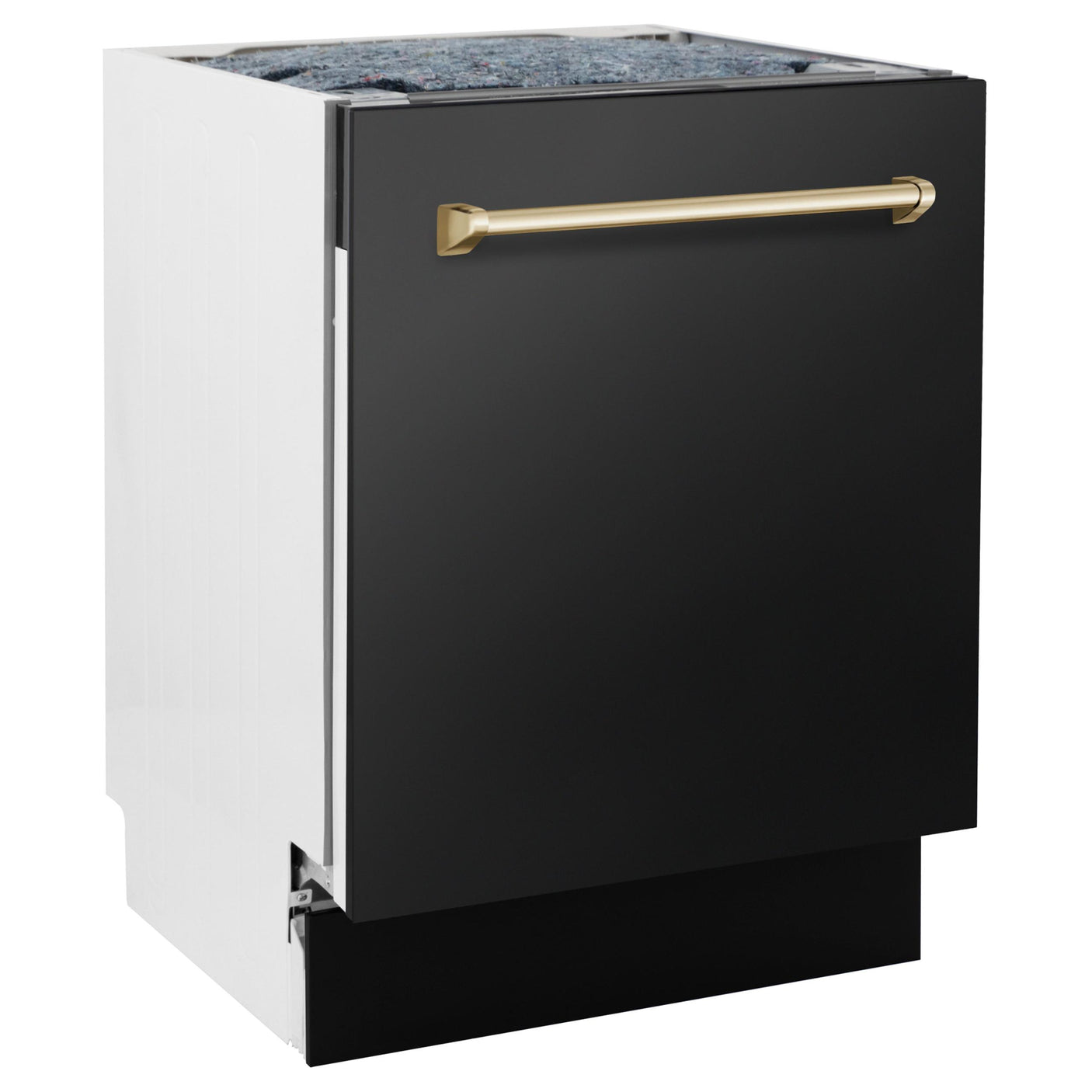 ZLINE Autograph Edition 24" 3rd Rack Top Control Tall Tub Dishwasher in Black Stainless Steel with Accent Handle, 51dBa (DWVZ-BS-24) [Color: Gold]