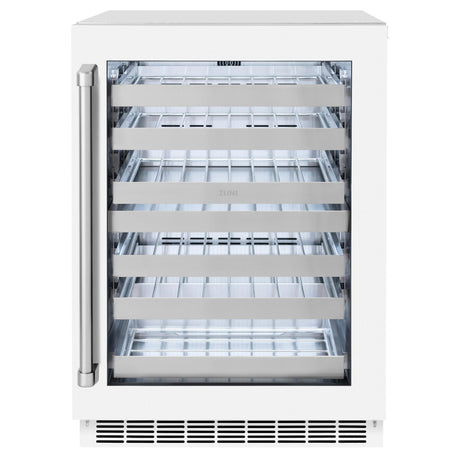 ZLINE 24 in. Touchstone Dual Zone 44 Bottle Wine Cooler With White Matte Glass Door (RWDO-WM-24)