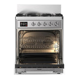 ILVE UM30QNR3SSCLP Majestic III 30 inch Dual Fuel Range with 5 Black Brass Burners, Dual Function Burner up to 25,000 BTU (Liquid Propane, Solid Door, Stainless Steel, Chrome)
