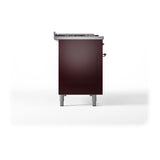 ILVE UN48FSQNMPBUP Nostalgie II Noblesse 48 inch Dual Fuel Range (5 Sealed Burners + Griddle + French Top, Natural Gas, Solid Door, Burgundy, Copper)