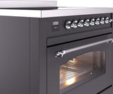 Nostalgie II 36 Inch Electric Freestanding Range in Matte Graphite with Chrome Trim