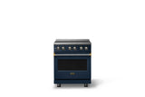 30"W. Induction Range (Finish: Slate Blue, Trim: Brushed Brass)