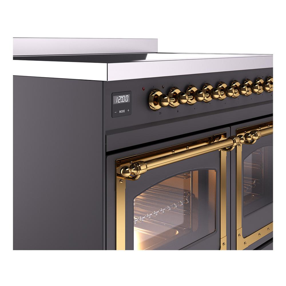 ILVE UNDI406NMPMGG Nostalgie II Noblesse 40 inch Induction Range (Triple Glass Door, Graphite Matte, Brass)