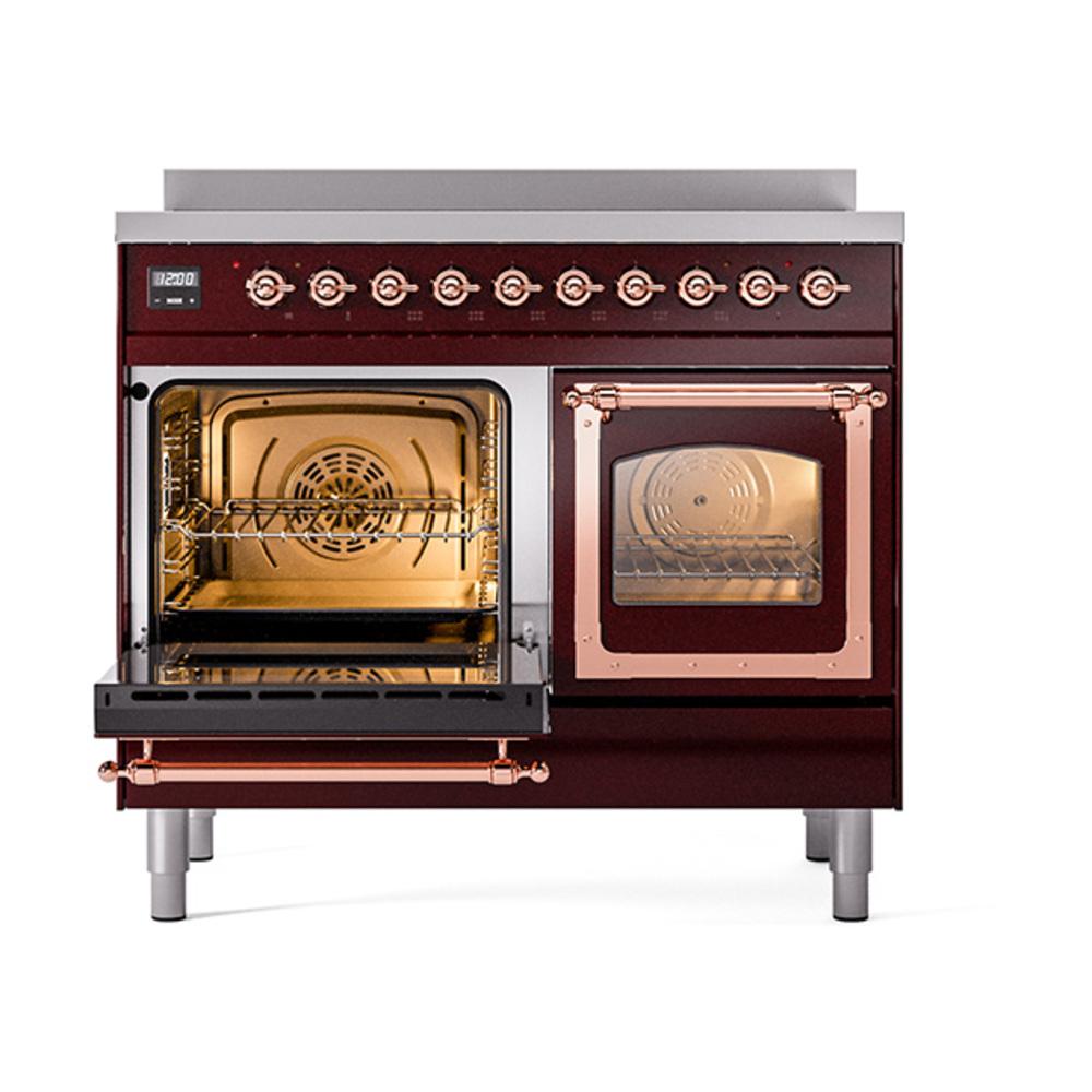 ILVE UNDI406NMPBUP Nostalgie II Noblesse 40 inch Induction Range (Triple Glass Door, Burgundy, Copper)