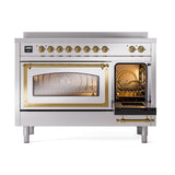 ILVE UNI486NMPSSG Nostalgie II Noblesse 48 inch Induction Range (Triple Glass Door, Stainless Steel, Brass)