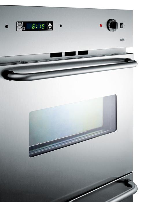 Stainless steel 220V electric wall oven with oven window, digital clock/timer and pro handles; for cutouts 22 3/8" wide by 34 1/8" high