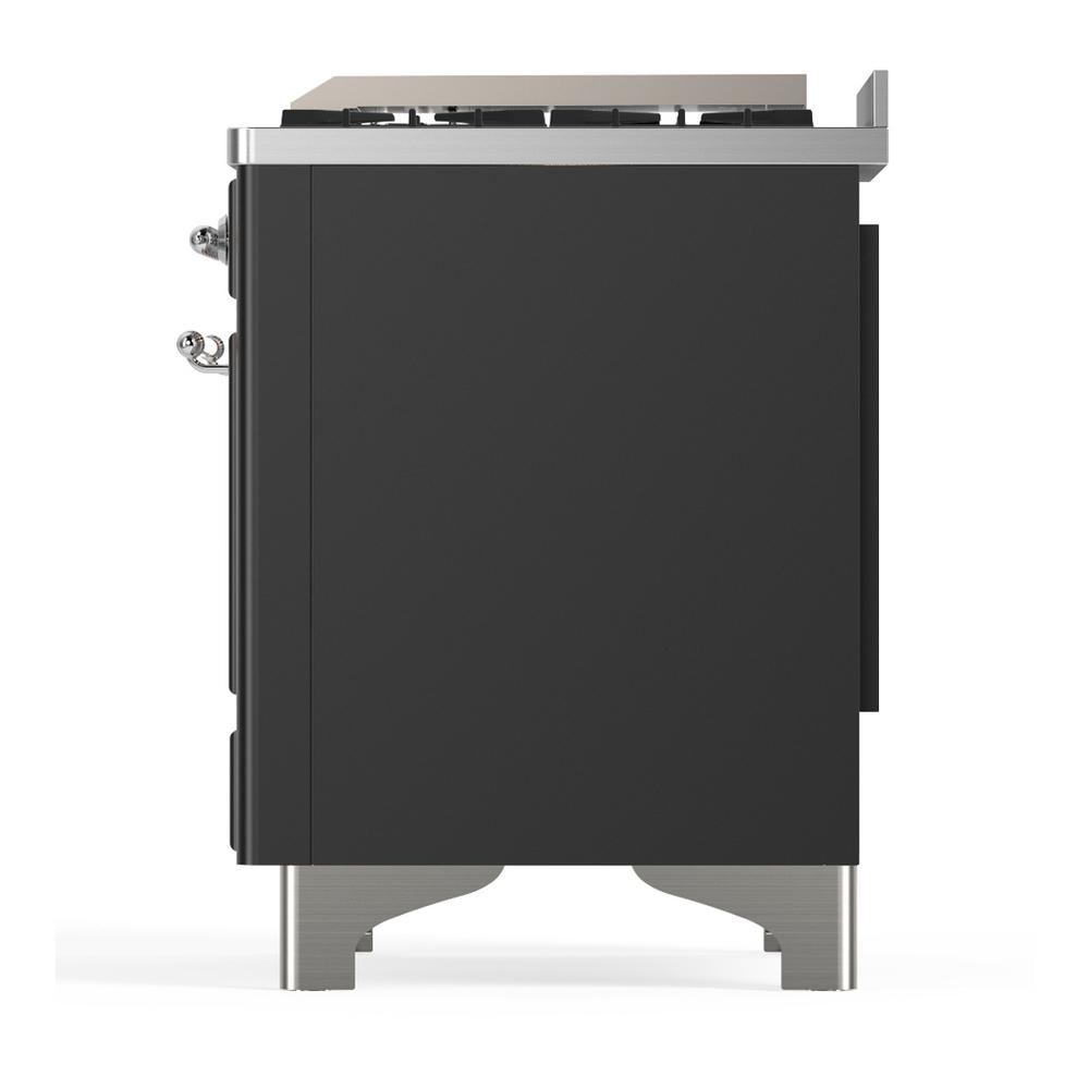 ILVE UM60FQNR3MGCLP Majestic III 60 inch Dual Fuel Range with 9 Burners and Griddle, Dual Function Burner up to 25,000 BTU (Liquid Propane, Solid Door, Graphite Matte, Chrome)