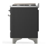 ILVE UM60FQNR3MGCLP Majestic III 60 inch Dual Fuel Range with 9 Burners and Griddle, Dual Function Burner up to 25,000 BTU (Liquid Propane, Solid Door, Graphite Matte, Chrome)