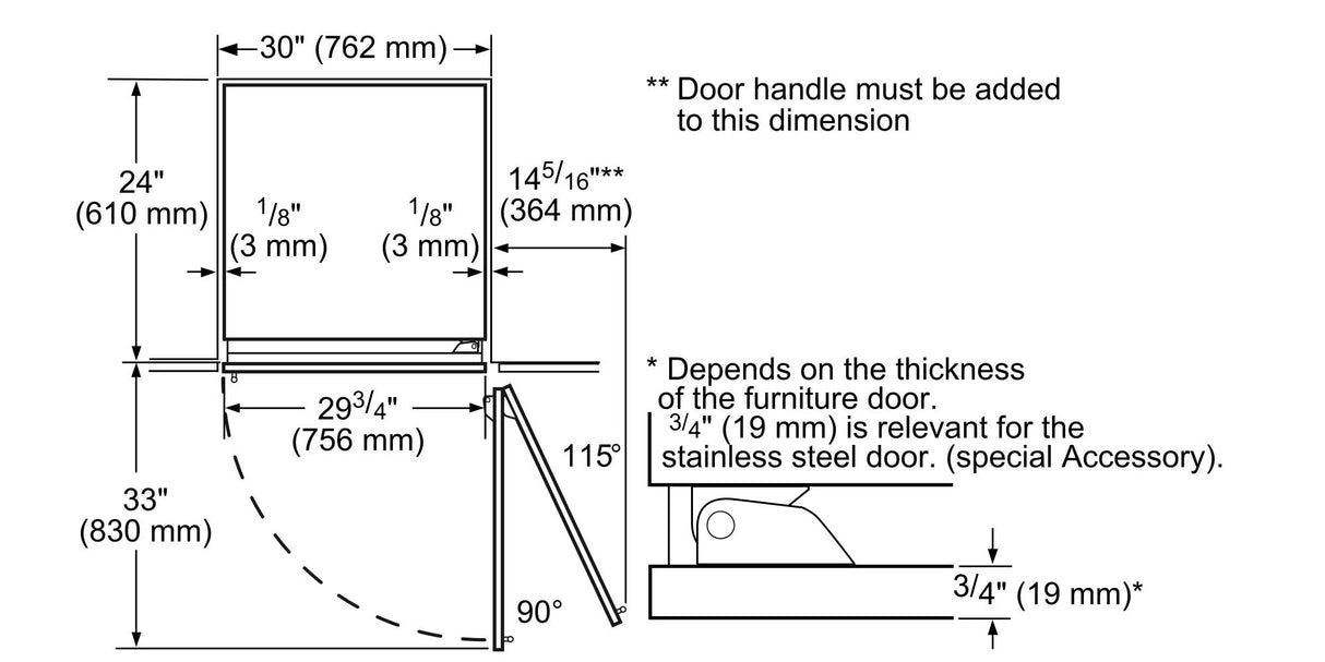 Benchmark™ Built-in Fridge 30'' Flat Hinge