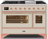 Majestic II 48 Inch Dual Fuel Liquid Propane Freestanding Range in Antique White with Copper Trim