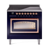 ILVE UNI366NMPMBP Nostalgie II Noblesse 36 inch Induction Range (Triple Glass Door, Midnight Blue, Copper)