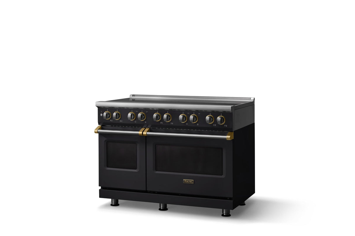 48"W. Induction Range (Finish: Onyx, Trim: Brushed Brass)