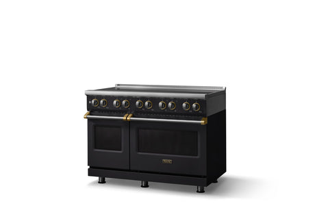 48"W. Induction Range (Finish: Onyx, Trim: Brushed Brass)